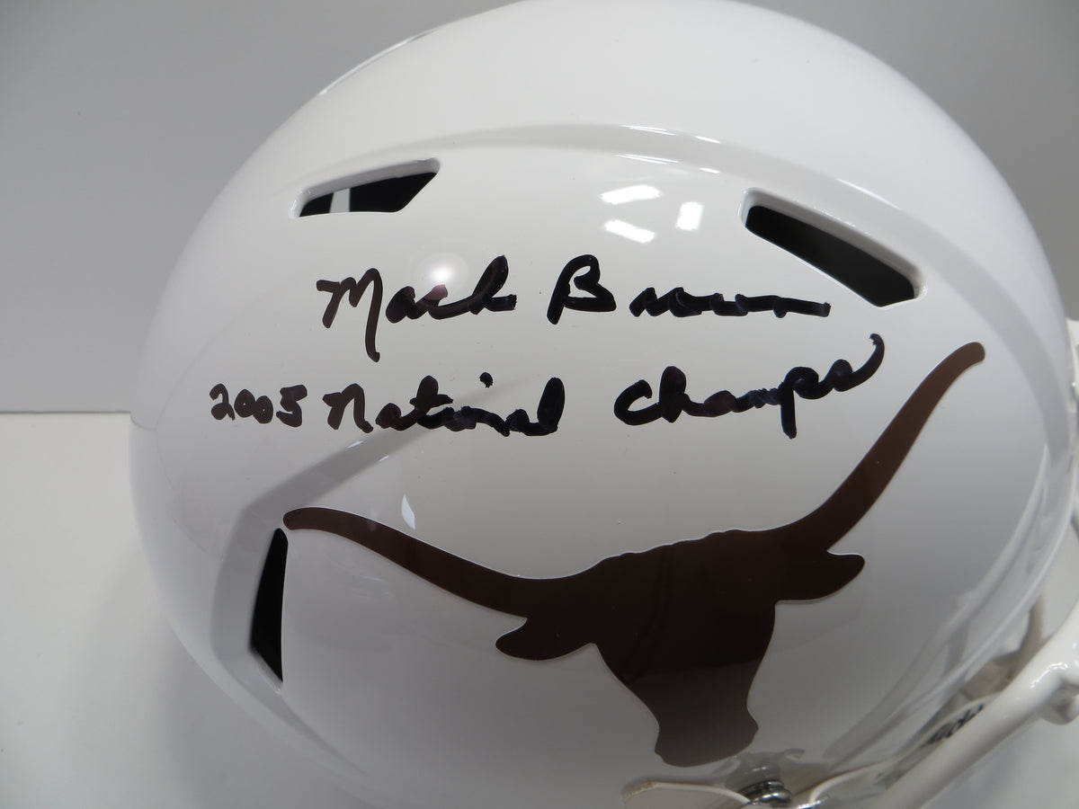 MACK BROWN SIGNED TEXAS LONGHORNS RIDDELL FULL SIZE HELMET w/2005Champs BAS