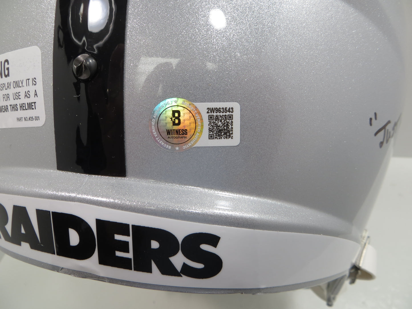 FRED BILETNIKOFF OAKLAND RAIDERS SIGNED RIDDELL FULL SIZE HELMET w/8 INSC BAS