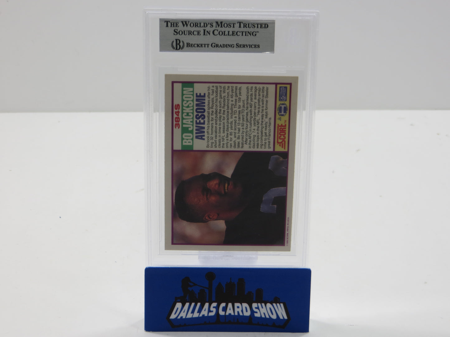 BO JACKSON SIGNED 1988 SCORE SUPPLEMENTAL #384S ROYALS RAIDERS BGS BAS SLAB