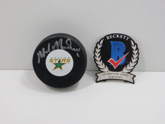 MIKE MODANO DALLAS STARS SIGNED HOCKEY PUCK Minn North Stars Red Wings BAS