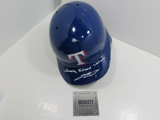 SEBASTIAN WALCOTT SIGNED Full Name TEXAS RANGERS FULL SIZE BATTING HELMET BAS