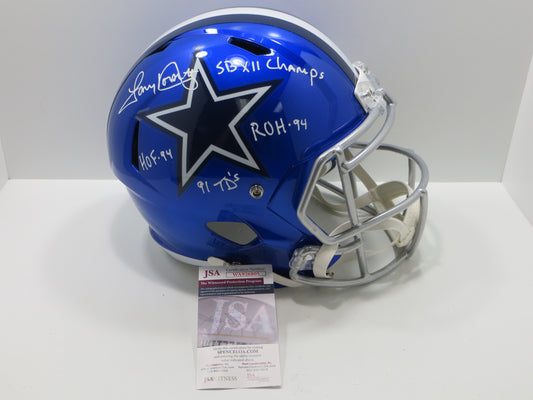 TONY DORSETT SIGNED DALLAS COWBOYS RIDDELL F/S Flash HELMET w/4 INSCs JSA