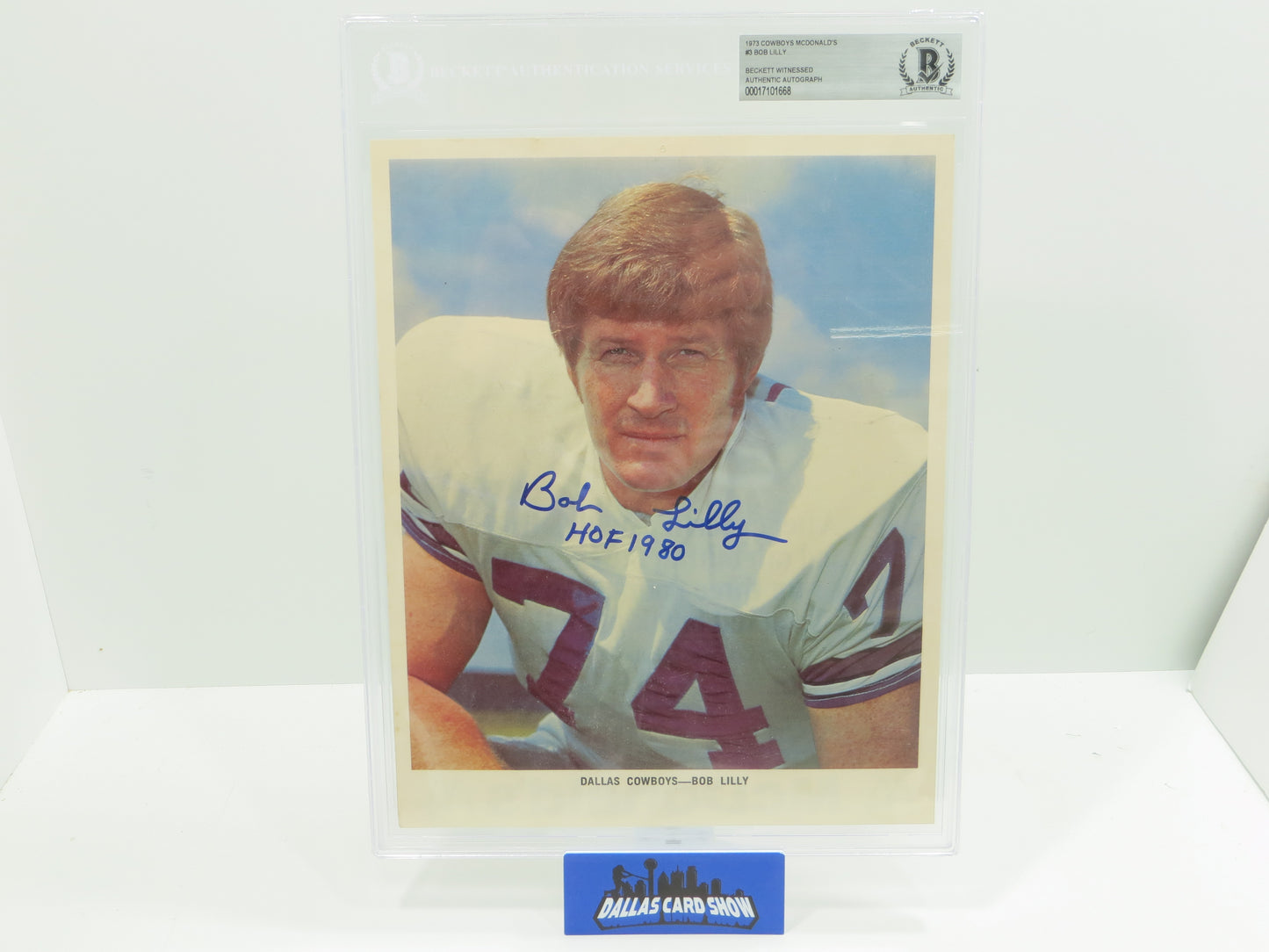 BOB LILLY SIGNED 1973 COWBOYS McDONALDs BGS BAS SLAB DALLAS COWBOYS