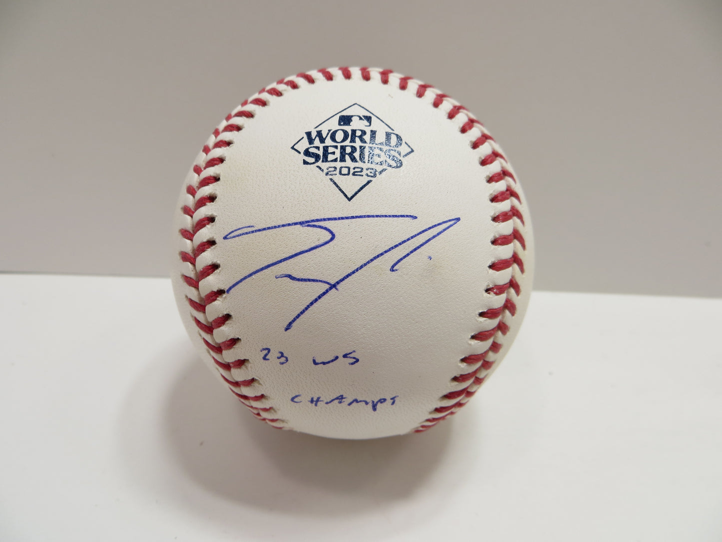 JOSH SMITH TEXAS RANGERS SIGNED OFFICIAL 2023 WORLD SERIES BASEBALL w/INSC BAS