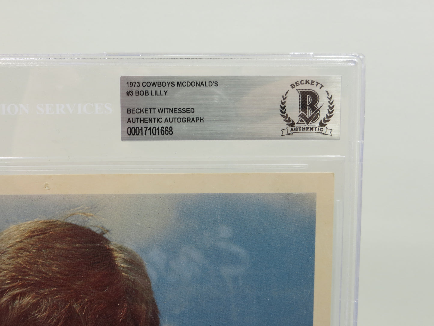 BOB LILLY SIGNED 1973 COWBOYS McDONALDs BGS BAS SLAB DALLAS COWBOYS