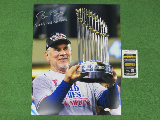 BRUCE BOCHY Texas Rangers SIGNED World Champs 16x20 PHOTO w/2023WSChamps JSA