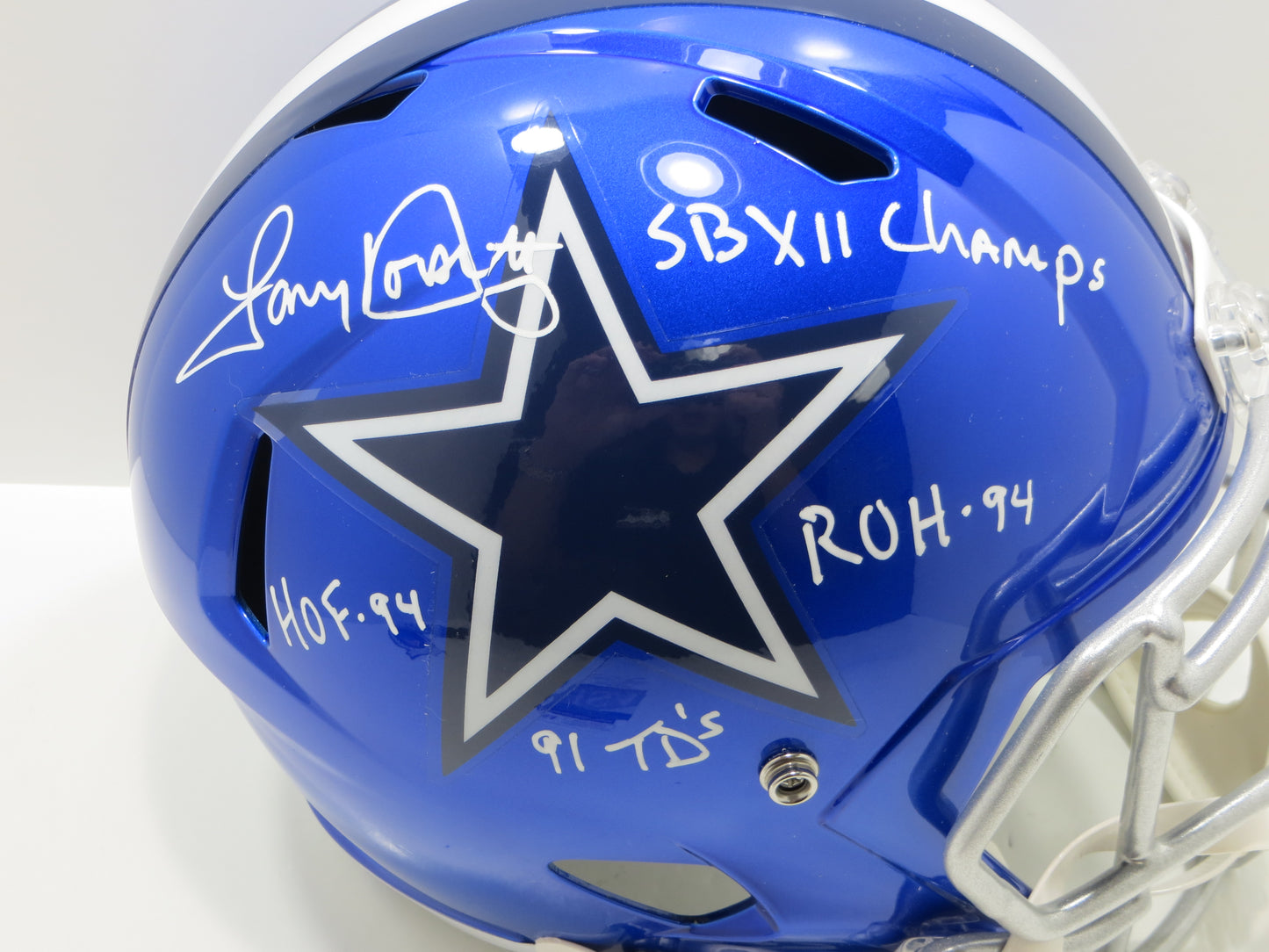 TONY DORSETT SIGNED DALLAS COWBOYS RIDDELL F/S Flash HELMET w/4 INSCs JSA
