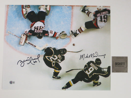 BRETT HULL MIKE MODANO Dallas Stars SIGNED Game Winning Goal 16x20 PHOTO BAS COA