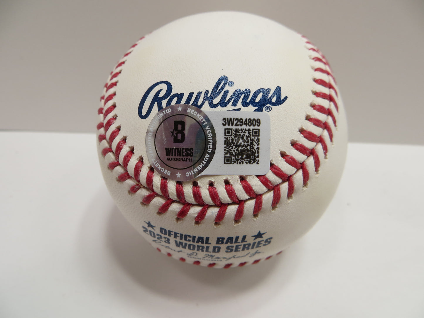 JOSH SMITH TEXAS RANGERS SIGNED OFFICIAL 2023 WORLD SERIES BASEBALL w/INSC BAS