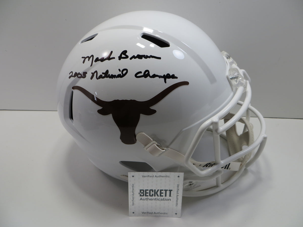 MACK BROWN SIGNED TEXAS LONGHORNS RIDDELL FULL SIZE HELMET w/2005Champs BAS
