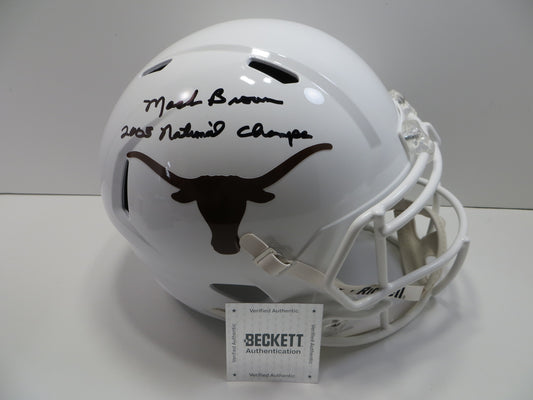 MACK BROWN SIGNED TEXAS LONGHORNS RIDDELL FULL SIZE HELMET w/2005Champs BAS