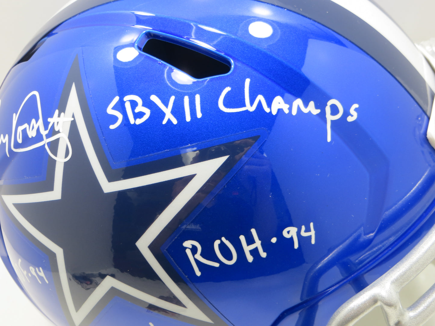 TONY DORSETT SIGNED DALLAS COWBOYS RIDDELL F/S Flash HELMET w/4 INSCs JSA