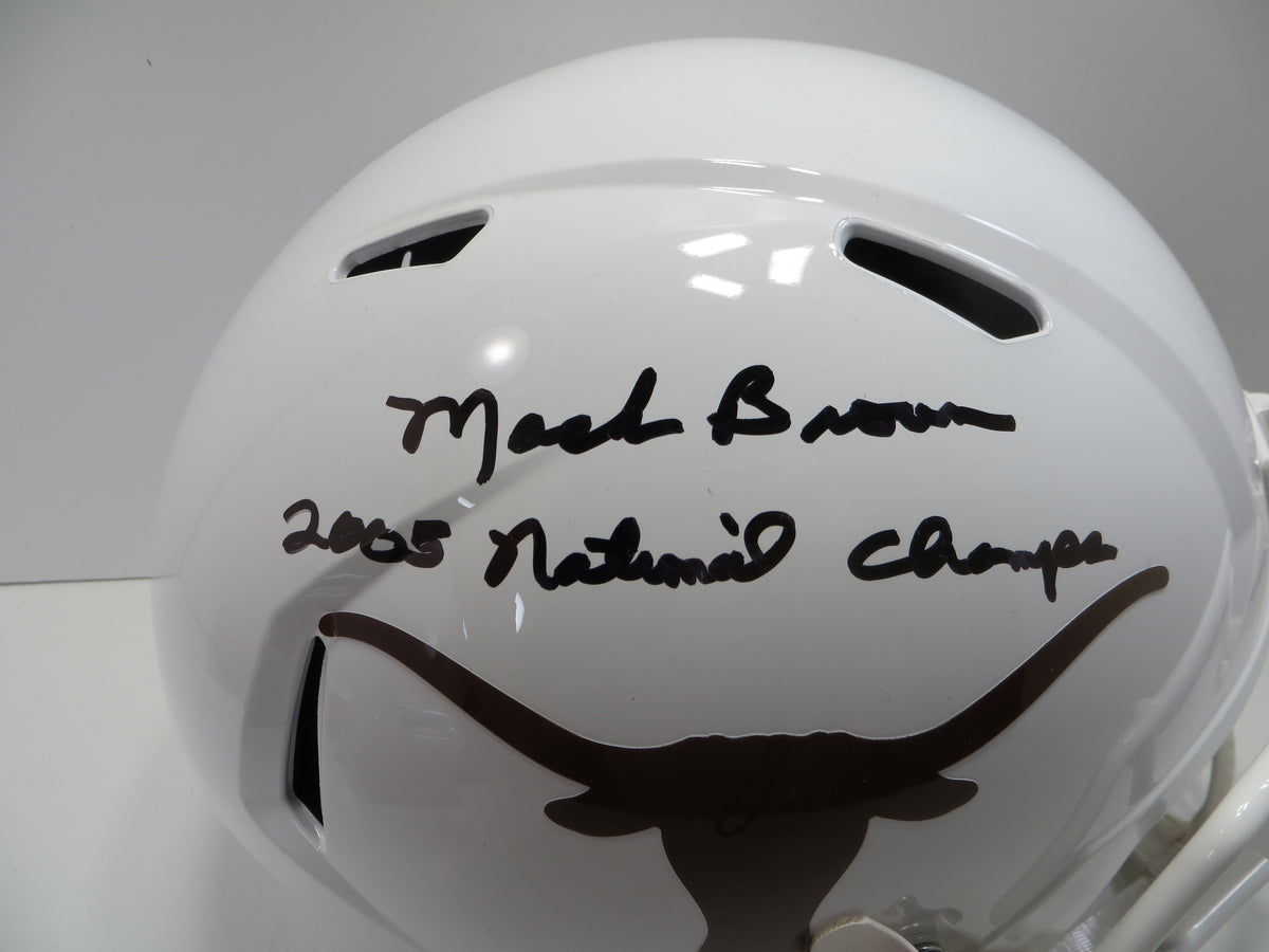 MACK BROWN SIGNED TEXAS LONGHORNS RIDDELL FULL SIZE HELMET w/2005Champs BAS
