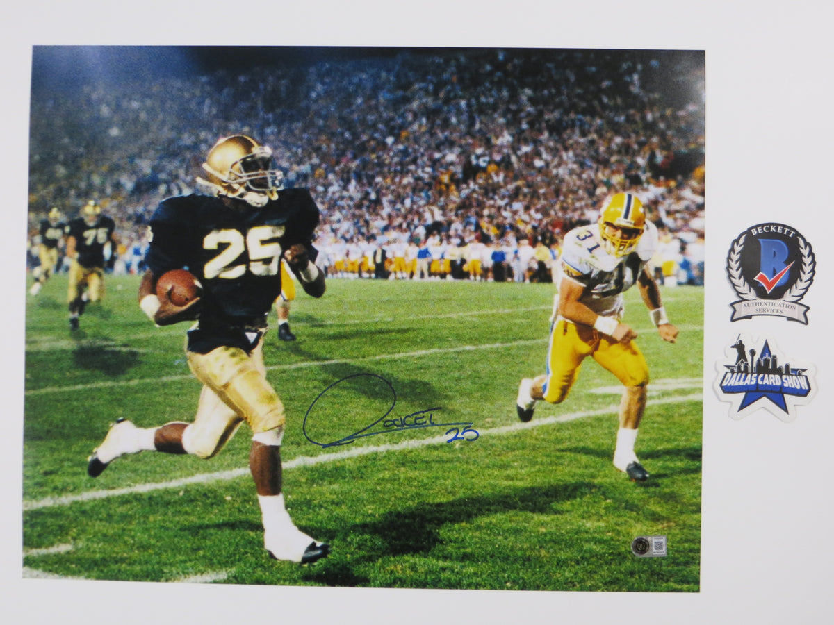ROCKET ISMAIL NOTRE DAME SIGNED Touchdown 16x20 BAS