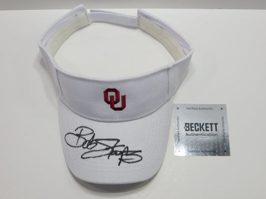 BOB STOOPS OKLAHOMA OU SOONERS SIGNED Sideline VISOR BAS COA
