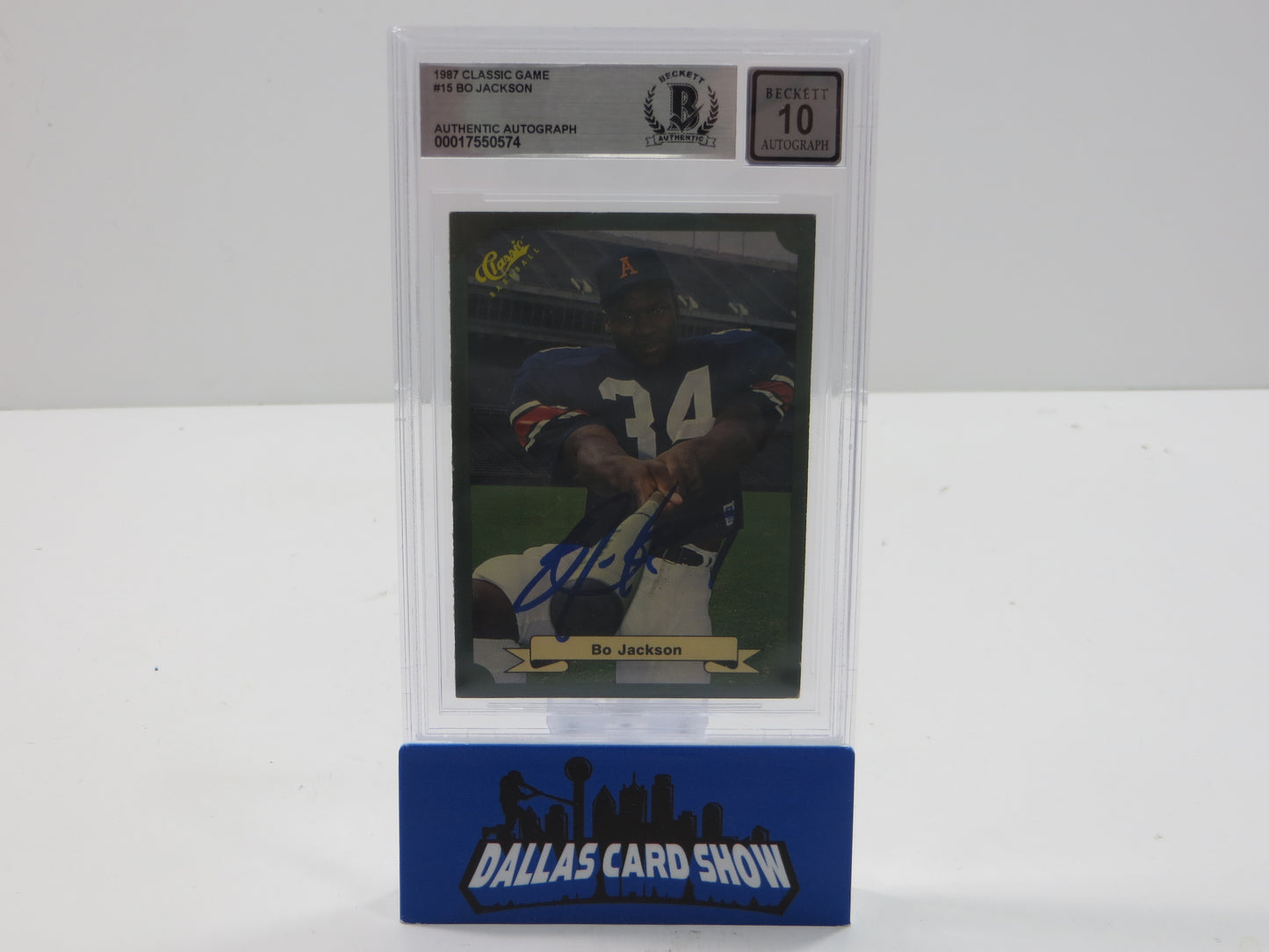 BO JACKSON SIGNED 1987 CLASSIC GAME #15 ROYALS AUBURN BGS BAS SLAB AUTO 10