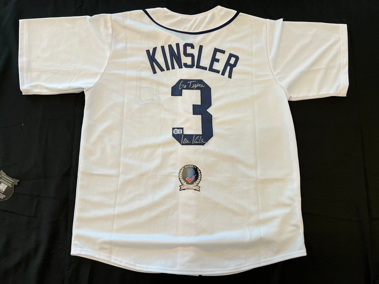 IAN KINSLER DETROIT TIGERS SIGNED JERSEY w/Go Tigers BAS COA