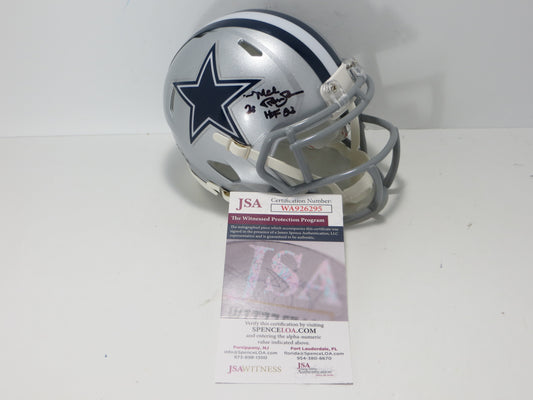 MEL RENFRO DALLAS COWBOYS SIGNED Mini Helmet w/HOF 06 JSA COA