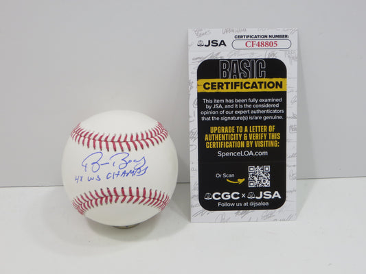 BRUCE BOCHY SIGNED OML BASEBALL w/4xWSChamps Texas Rangers SF Giants JSA COA