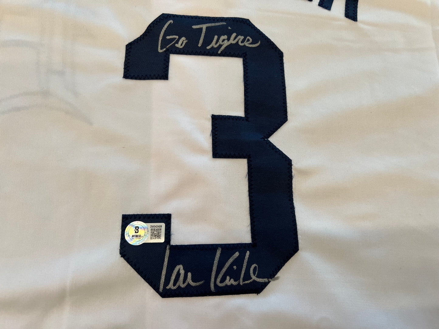 IAN KINSLER DETROIT TIGERS SIGNED JERSEY w/Go Tigers BAS COA