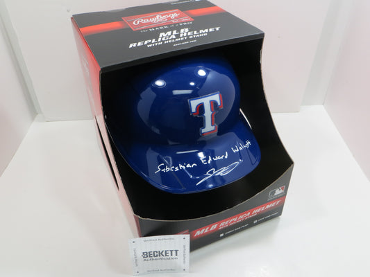 SEBASTIAN WALCOTT SIGNED Full Sig TEXAS RANGERS FULL SIZE BATTING HELMET BAS