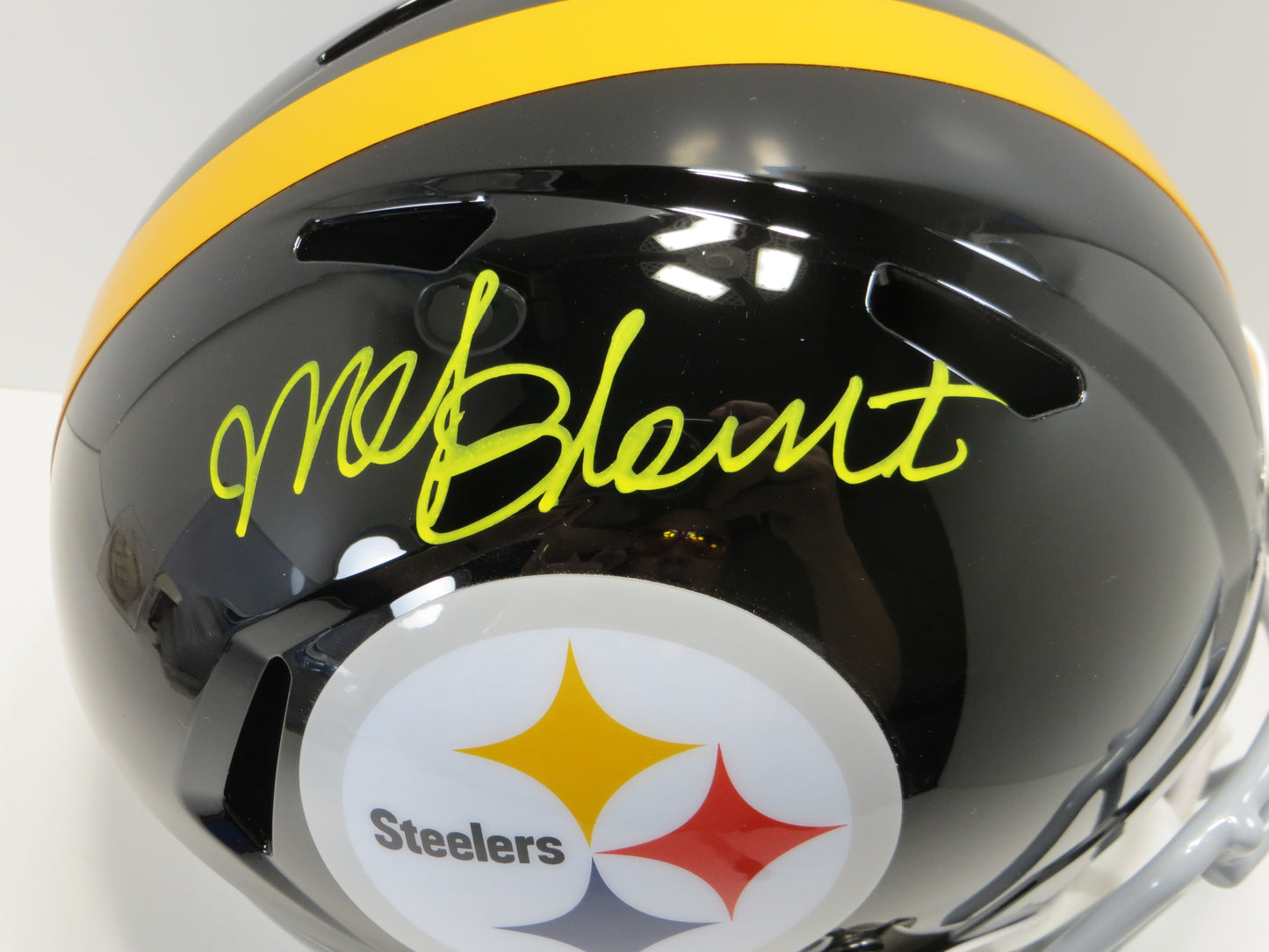 MEL BLOUNT SIGNED PITTSBURGH STEELERS RIDDELL FULL SIZE HELMET BAS