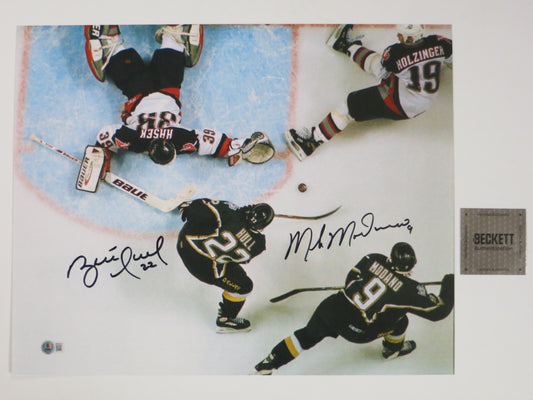 BRETT HULL MIKE MODANO Dallas Stars SIGNED Game Winning Goal 16x20 PHOTO BAS COA
