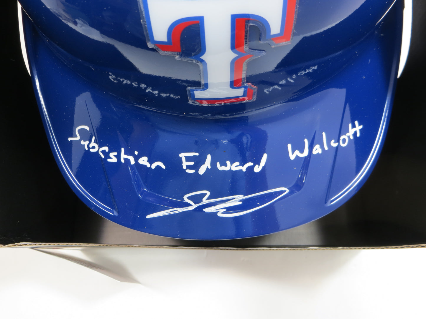 SEBASTIAN WALCOTT SIGNED Full Sig TEXAS RANGERS FULL SIZE BATTING HELMET BAS