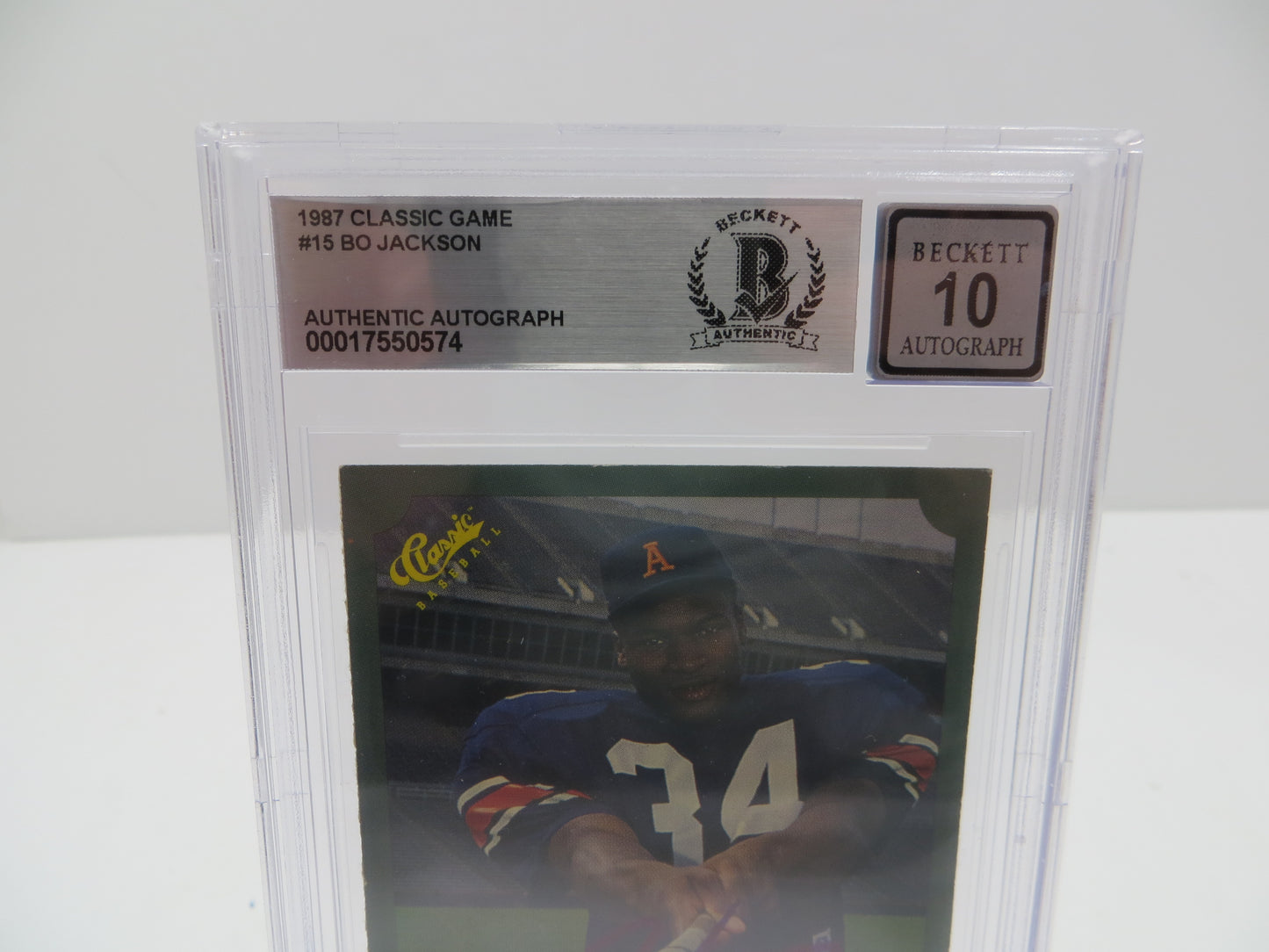 BO JACKSON SIGNED 1987 CLASSIC GAME #15 ROYALS AUBURN BGS BAS SLAB AUTO 10