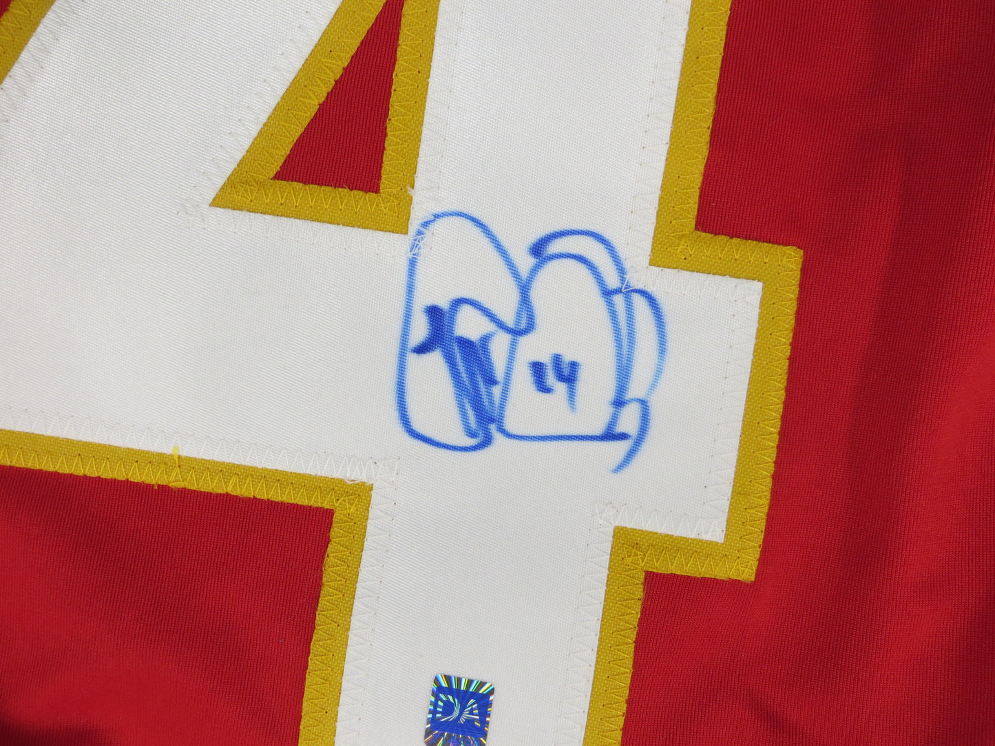 THEO FLEURY Calgary Flames SIGNED FOOTBALL JERSEY XL Georgia Bulldogs Dave Adams