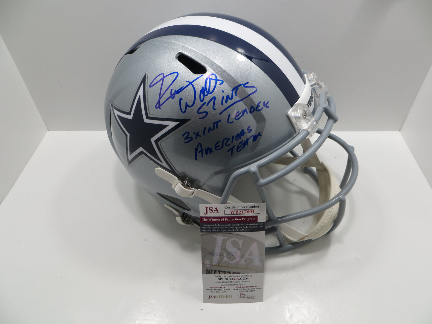 EVERSON WALLS SIGNED DALLAS COWBOYS RIDDELL F/S HELMET w/INSCs JSA COA