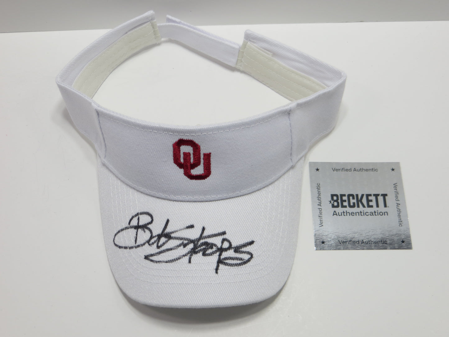 BOB STOOPS OKLAHOMA OU SOONERS SIGNED Sideline VISOR BAS COA