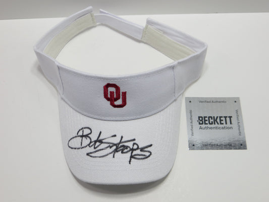 BOB STOOPS OKLAHOMA OU SOONERS SIGNED Sideline VISOR BAS COA