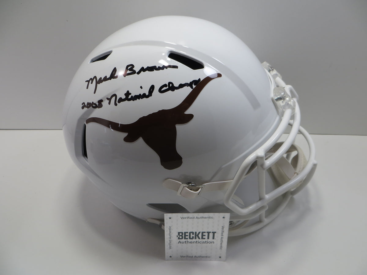 MACK BROWN SIGNED TEXAS LONGHORNS RIDDELL FULL SIZE HELMET w/2005Champs BAS