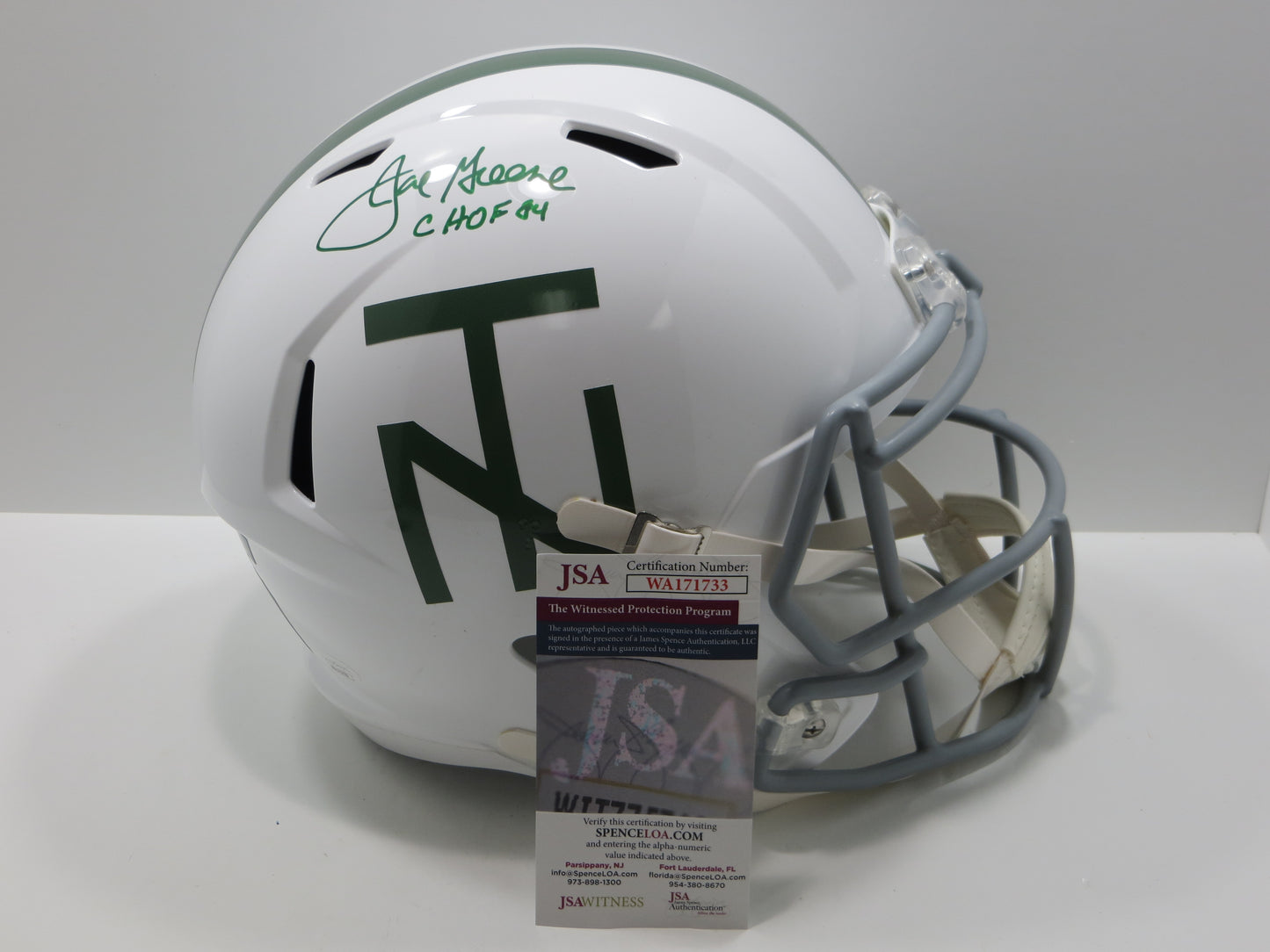 JOE GREENE NORTH TEXAS MEAN GREEN SIGNED FULL SIZE White HELMET w/CHOF 84 JSA