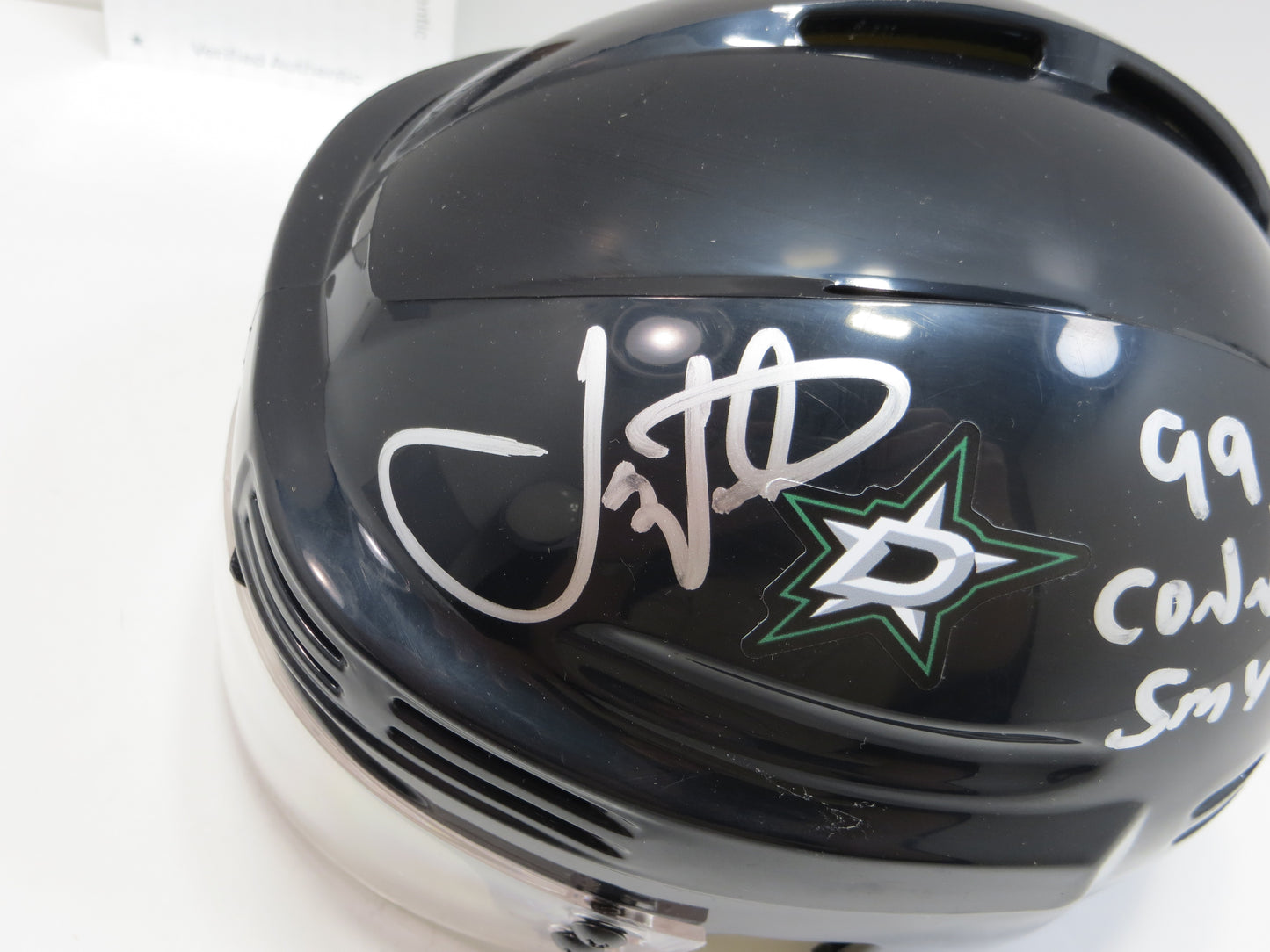 JOE NIEUWENDYK DALLAS STARS SIGNED MINI HOCKEY HELMET w/99 Conn Smythe BAS