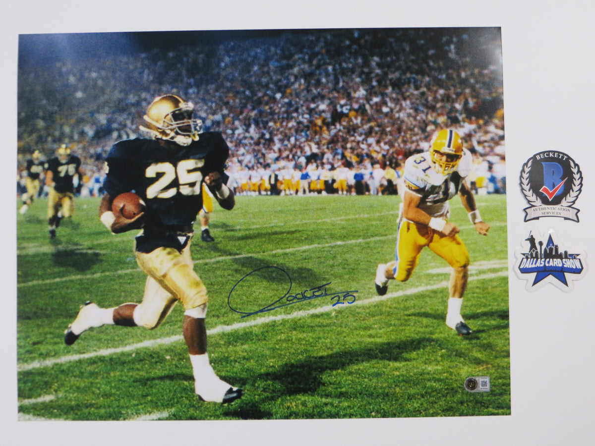 ROCKET ISMAIL NOTRE DAME SIGNED Touchdown 16x20 BAS