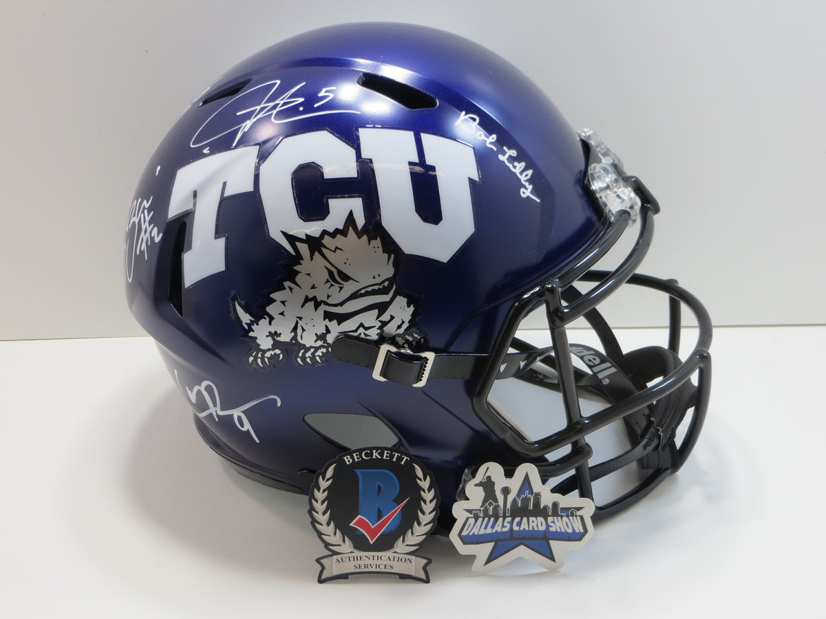 TCU HORNED FROGS LEGENDS Lilly Tomlinson Duggan ++ SIGNED PURPLE Full SIZE HELMET BAS