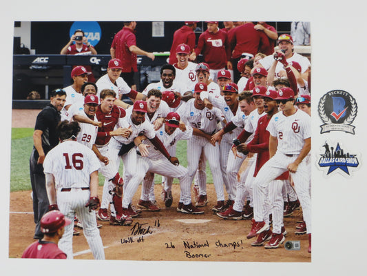 DAYTON TOCKEY OKLAHOMA OU SOONERS SIGNED 16x20 Walk Off 3INSC BAS