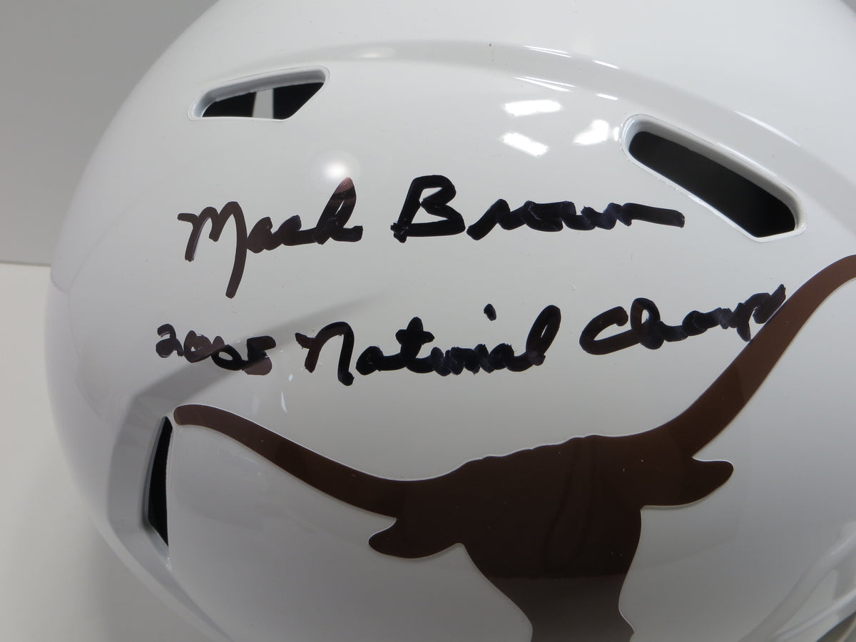 MACK BROWN SIGNED TEXAS LONGHORNS RIDDELL FULL SIZE HELMET w/2005Champs BAS