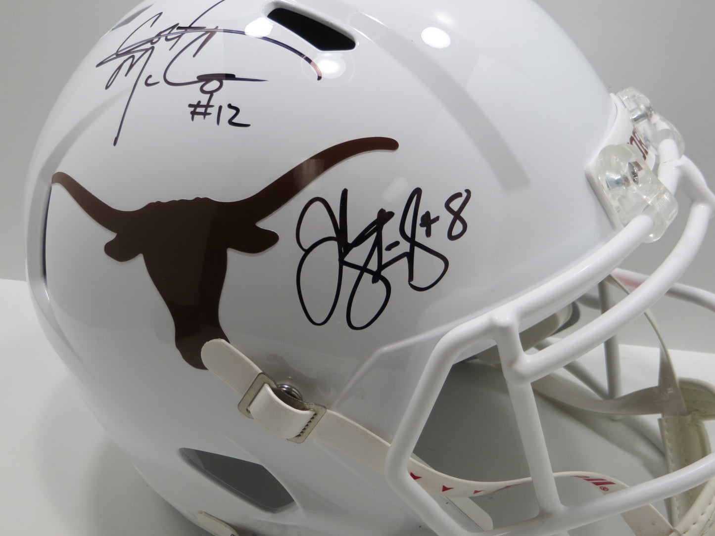 COLT McCOY JORDAN SHIPLEY SIGNED TEXAS LONGHORNS FULL SIZE HELMET BAS