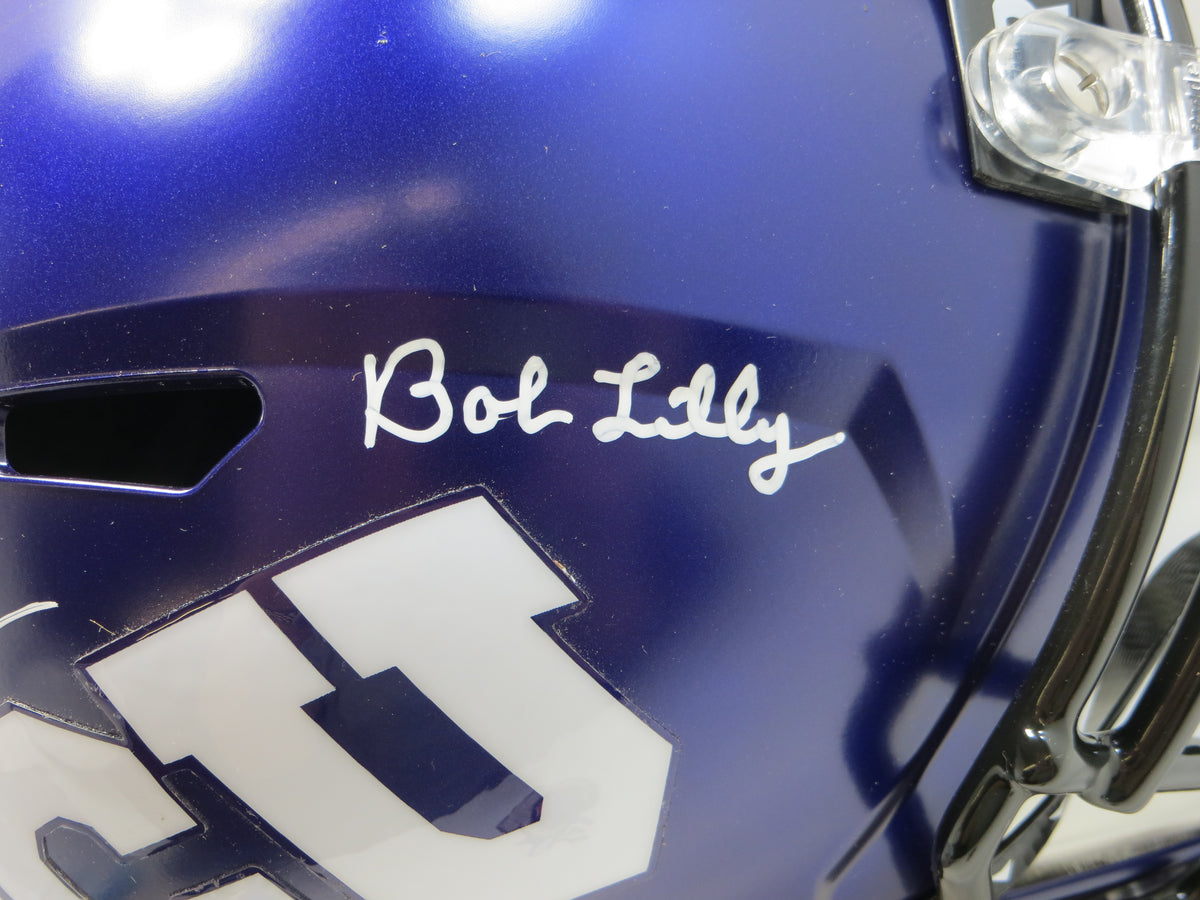 TCU HORNED FROGS LEGENDS Lilly Tomlinson Duggan ++ SIGNED PURPLE Full SIZE HELMET BAS