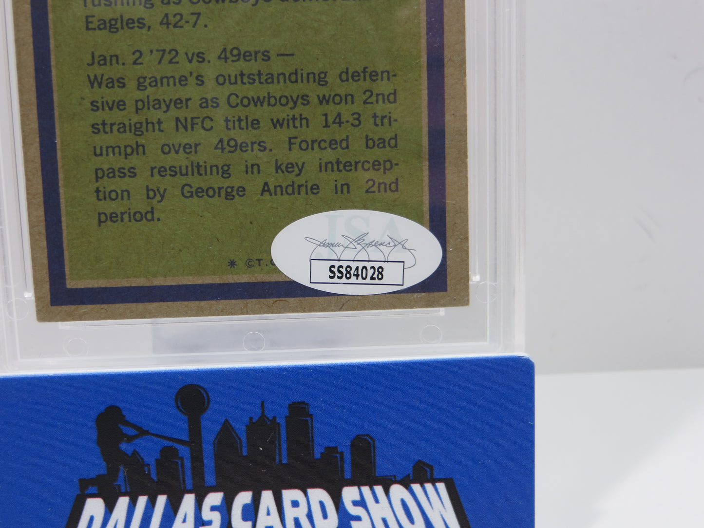 BOB LILLY SIGNED 1972 TOPPS Football Card #280 JSA SLAB Authentic AUTO