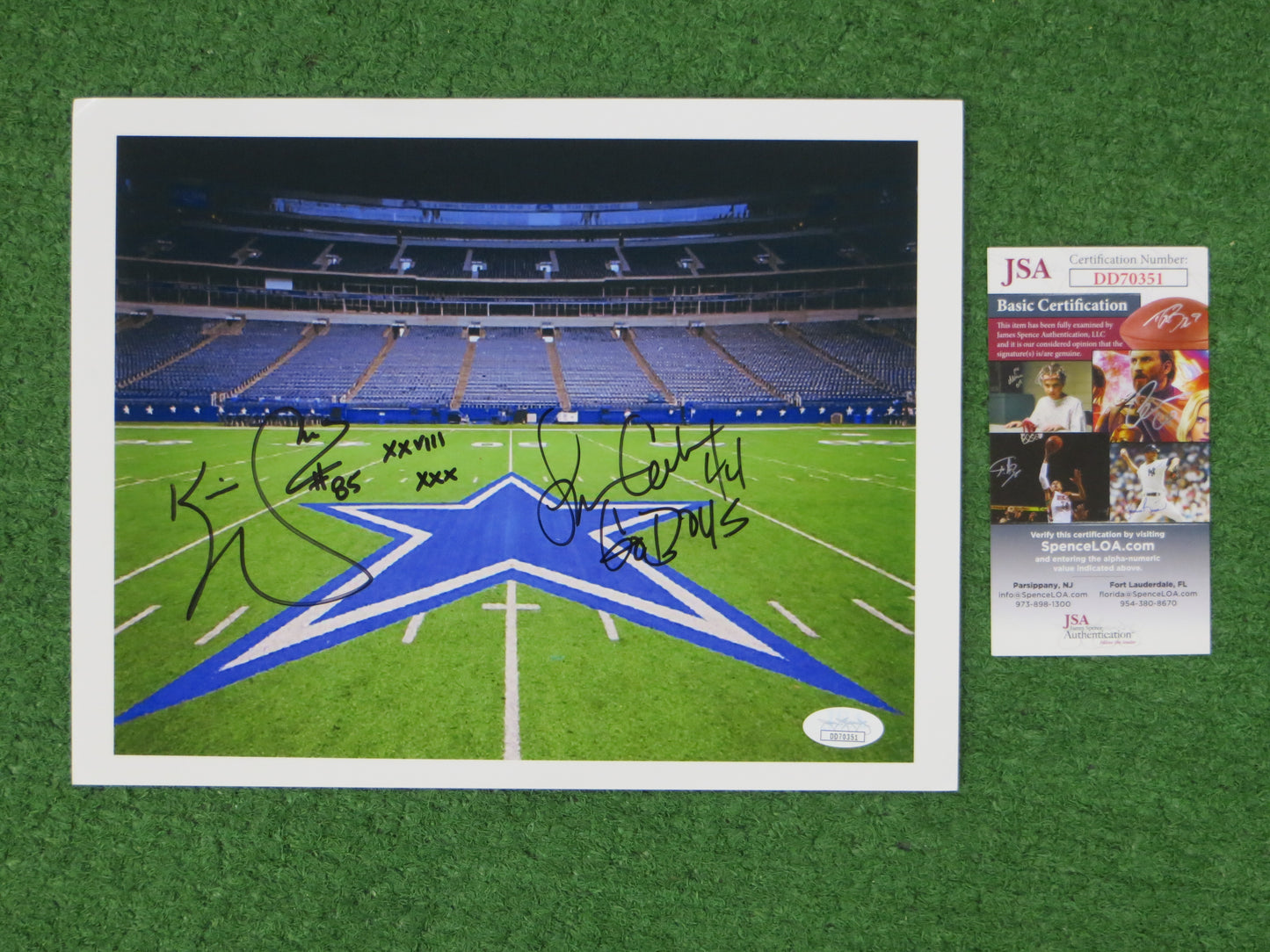 KEVIN WILLIAMS & LINCOLN COLEMAN COWBOYS SIGNED Texas Stadium Field PHOTO JSA