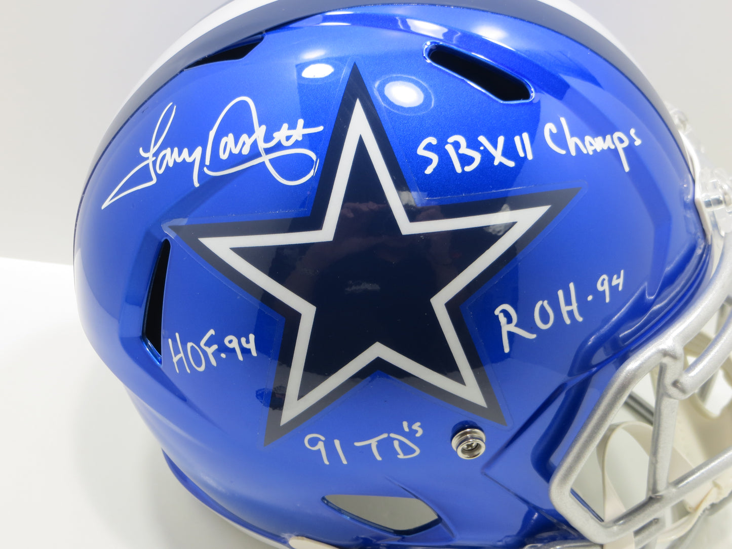 TONY DORSETT SIGNED DALLAS COWBOYS RIDDELL F/S Flash HELMET w/4 INSCs BAS