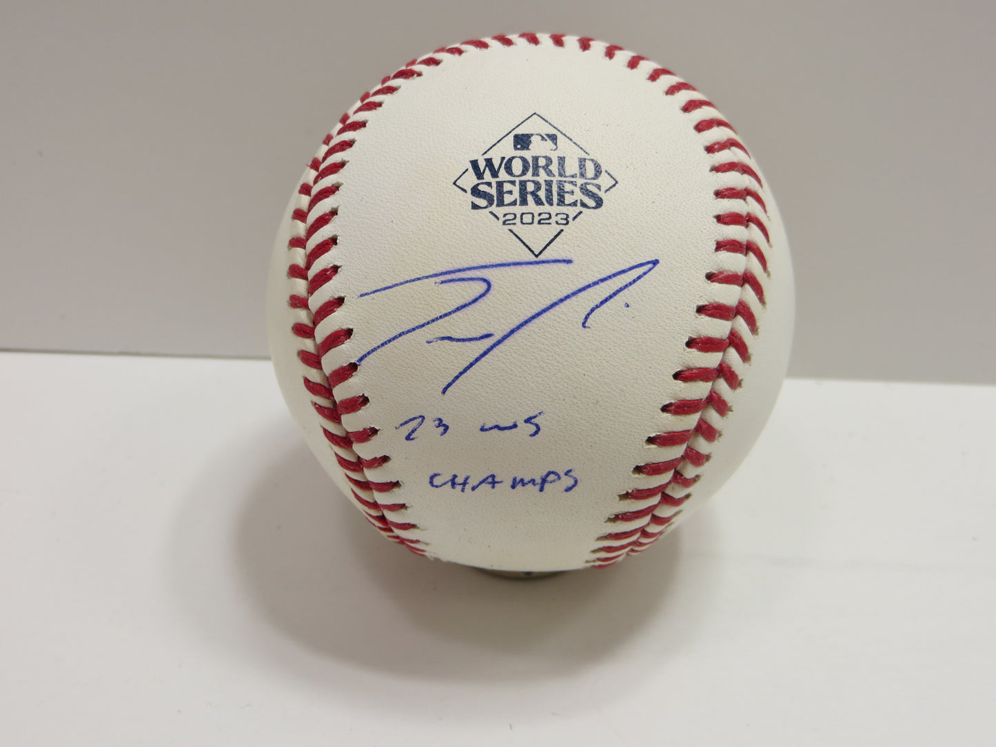 JOSH SMITH TEXAS RANGERS SIGNED OFFICIAL 2023 WORLD SERIES BASEBALL w/INSC BAS