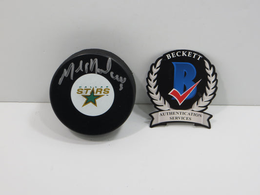 MIKE MODANO DALLAS STARS SIGNED HOCKEY PUCK Minn North Stars Red Wings BAS