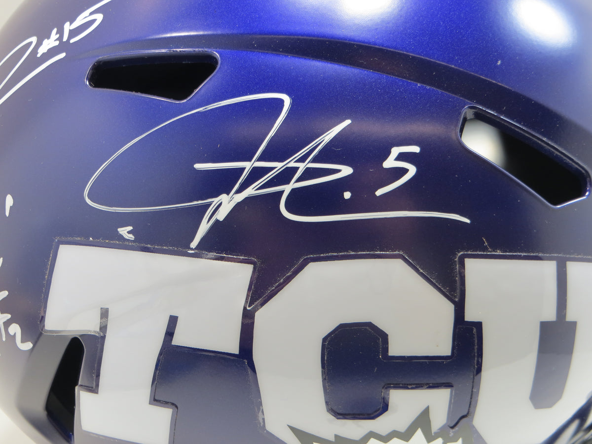 TCU HORNED FROGS LEGENDS Lilly Tomlinson Duggan ++ SIGNED PURPLE Full SIZE HELMET BAS