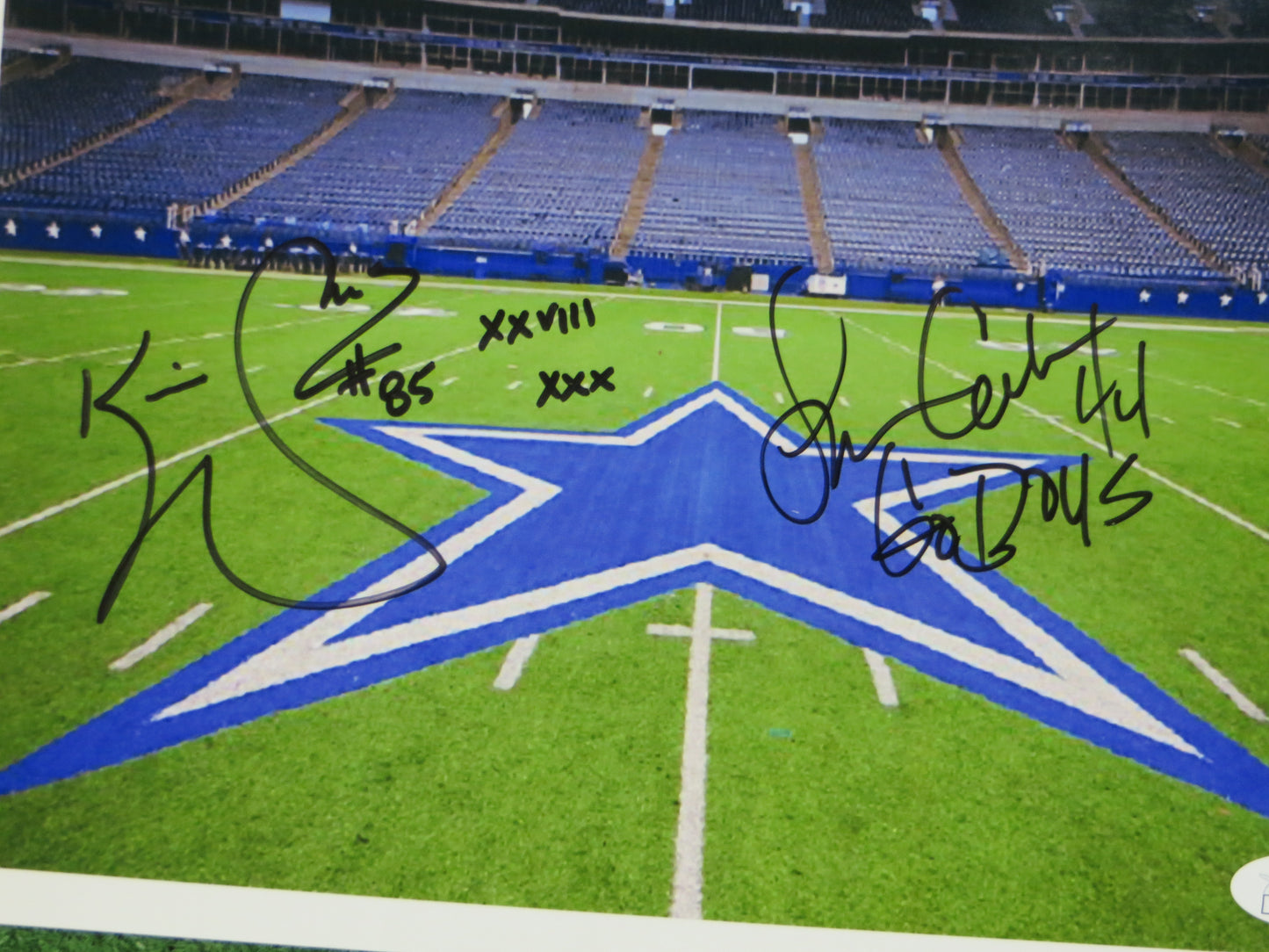 KEVIN WILLIAMS & LINCOLN COLEMAN COWBOYS SIGNED Texas Stadium Field PHOTO JSA