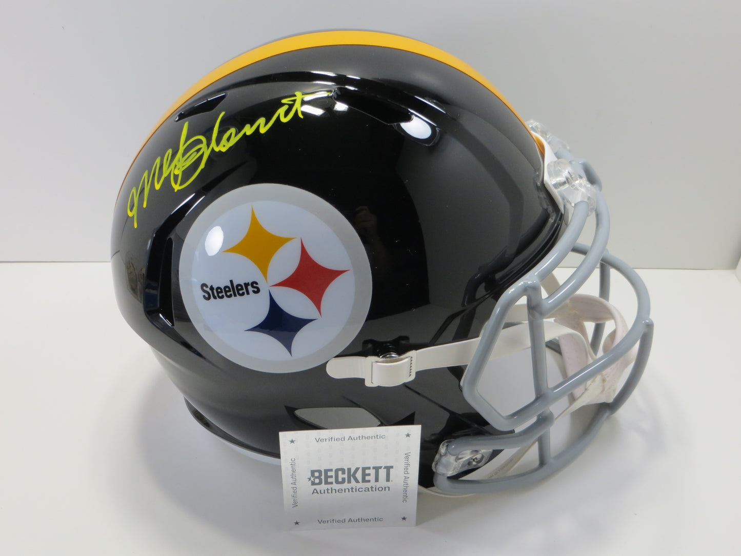 MEL BLOUNT SIGNED PITTSBURGH STEELERS RIDDELL FULL SIZE HELMET BAS